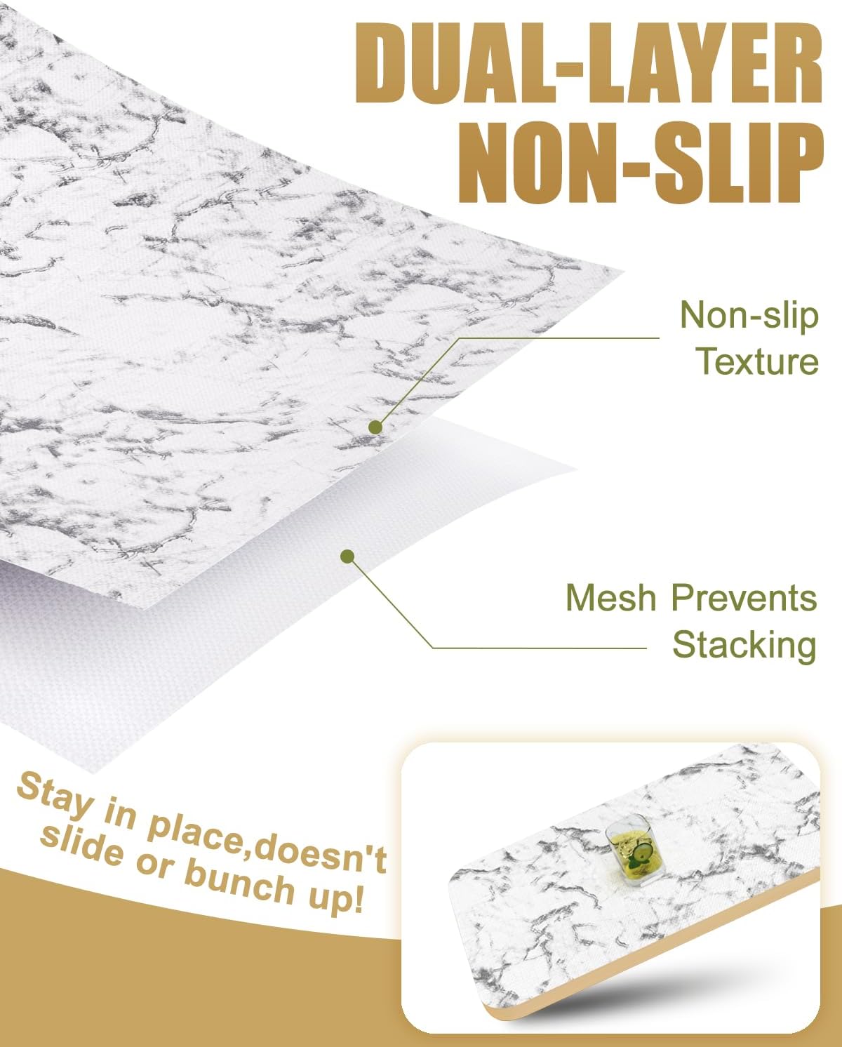 Drawer and Shelf Liner, Non-Adhesive Kitchen Cabinet Liners, Non Slip Shelf Paper Waterproof Washable Thickened for Dresser Pantry Shelve Bathroom Protector