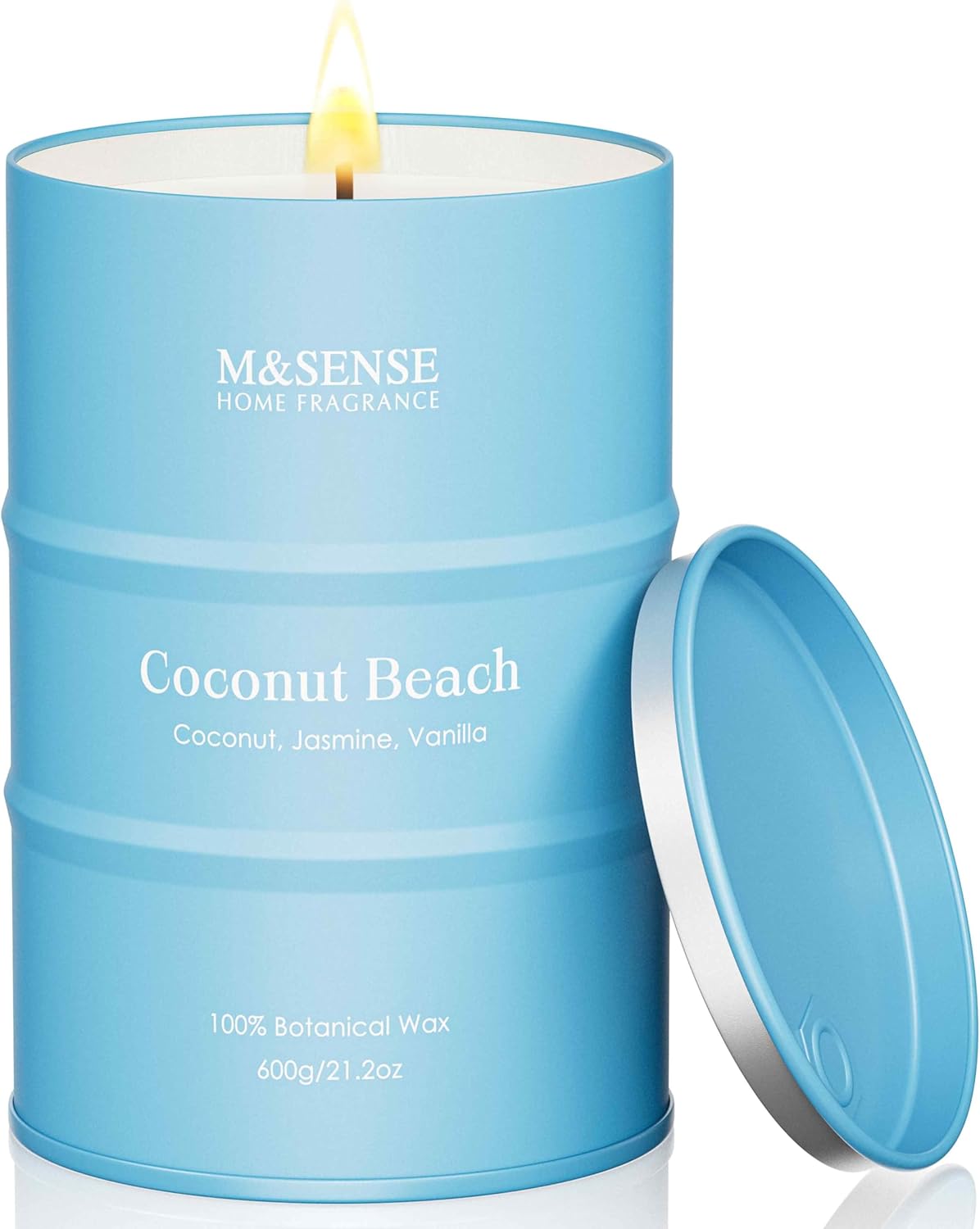 M&SENSE Coconut Beach Scented Candles Large Summer Candle, Natural Soy Candles 21.2oz Beach Candle,Aromatherapy Candle for Stress Relief Meditation Relaxing