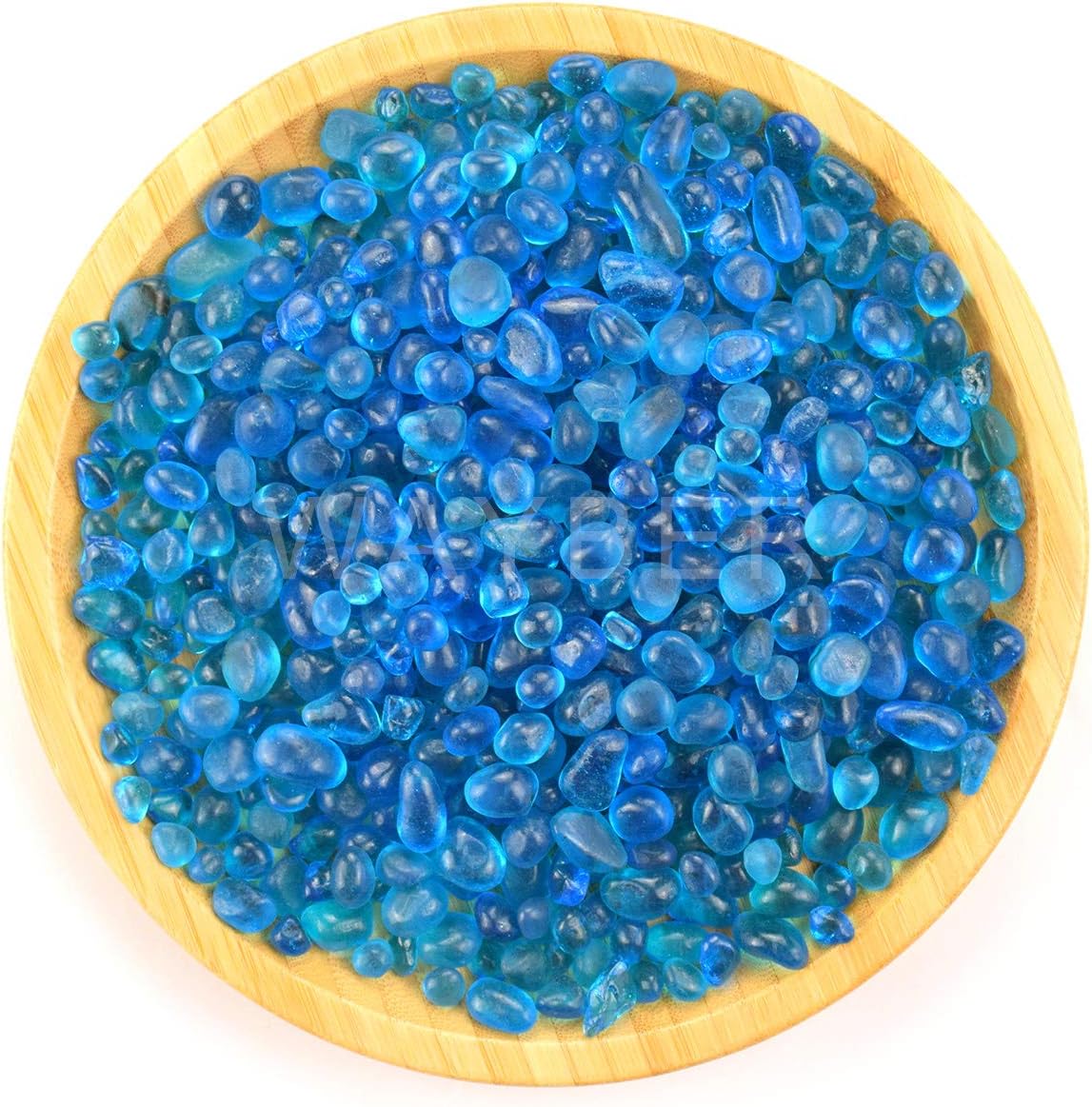 WAYBER Glass Stones, 1Lb/460g Irregular Sea Glass Pebbles Non-Toxic Artificial Crystal Gemstones for Aquarium Turtle Tank Vase Filler Terrarium Flowerpot Decoration, Lake Blue