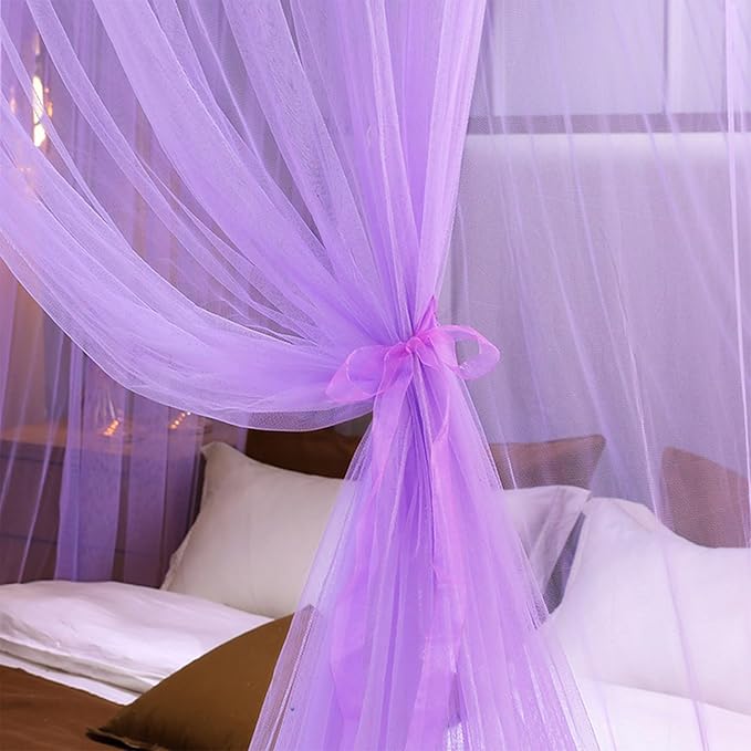 Kertnic Mosquito Net Bed Canopy for Girls, Princess Canopy Bed Curtain Fine Sheer Mesh Dome Bed Canopies, Kids & Adults Lace Tent for Twin Full Queen King Bed (Light Purple)