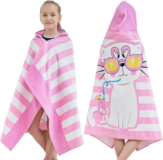 Kids Bath Towels, Kids Towel Girls Boys Hooded Beach,Bathroom,Pool Swim Towels 30 × 50 INCH Large Size Ultra Absorbent Cute Cartoon Animal Full Vitality 100% Cotton Wearable Wrap for Child