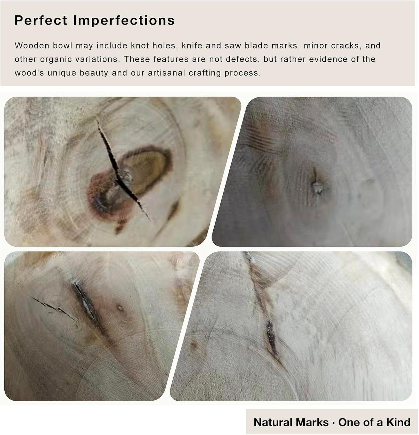 Hand Carved Wooden Decorative Bowl for Home Entryway Decor, Wood Centerpiece Bowl for Coffee Table Decor, Wood Dough Bowl for Farmhouse Decor (Brown)