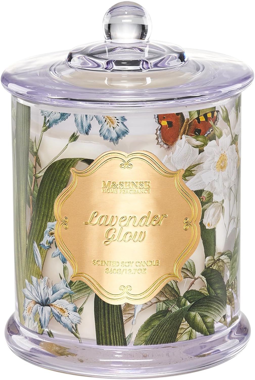 M&SENSE Lavender Candles for Home Scented, Organic Soy Candles with Natural Essential Oil, Relaxing Aromatherapy Candles for Bath Spa Meditation, 2 Wick 12.7oz Large Candle 75 Hour Long Lasting