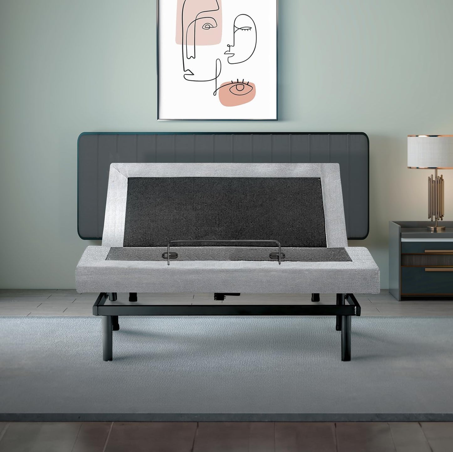 King Adjustable Bed Base with 10 Inch Gel Memory Foam Mattress - Dual Massage - USB Ports - Zero Gravity - Underbed Light - Wireless Remote - Zero Clearance