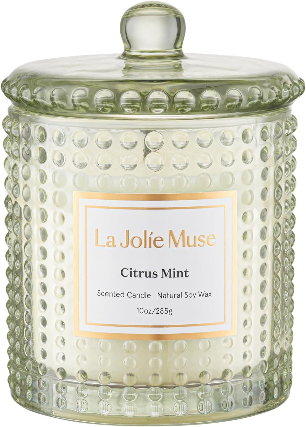 LA JOLIE MUSE Citrus Mint Candle, Summer Candles for Home Scented, Luxury Eucalyptus Candles Gifts for Women & Men, Natural Soy Wax, 75 Hours 10 OZ