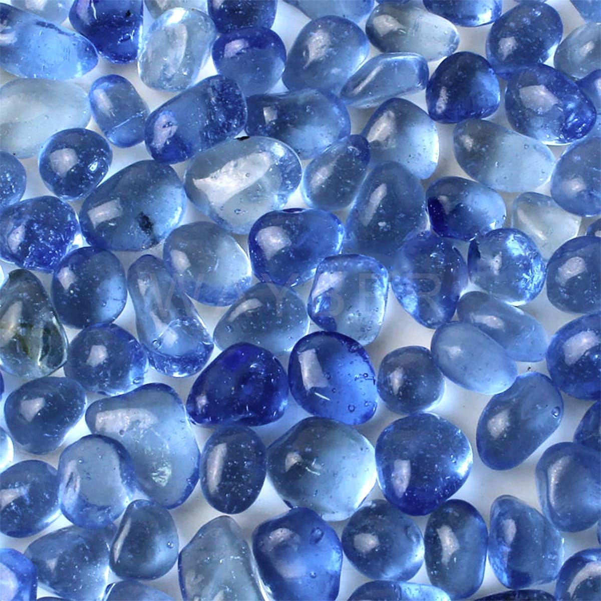 WAYBER Glass Stones, 1Lb/460g Irregular Sea Glass Pebbles Non-Toxic Artificial Gemstones for Vase Filler/Terrarium Aquarium Turtle Tank Decoration/Handmake Artwork, Light Blue