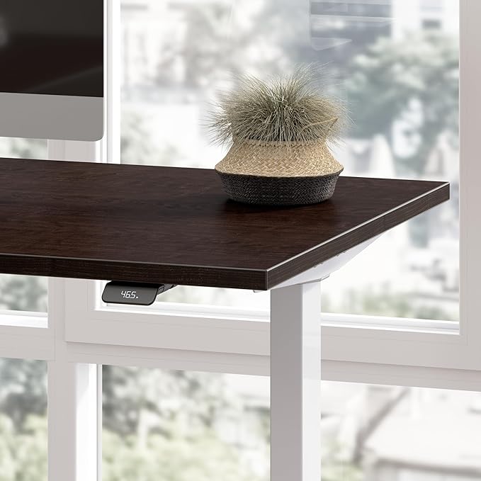 Bush Business Furniture 48-inch Electric Height Adjustable Standing Desk, Ergonomic Sit-Stand Computer Table for Home and Professional Office, Move 40 Series, Mocha Cherry with Metallic Gray Base