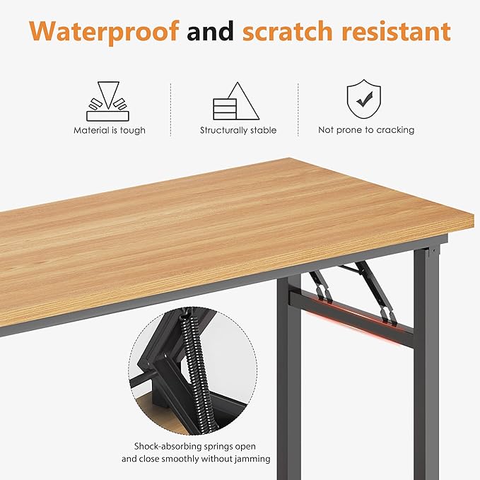 DlandHome Computer Desk 62 inches Office Desk Computer Table Study Writing Desk Workstation for Home Office Metal Frame Teak and Black