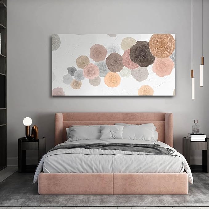 VAYIMDH Pink and Grey Painting on White Background Large Abstact Living Room Artwork Canvas Textured Wall Art for Bedroom Office 29"x 58" Hallway Decor