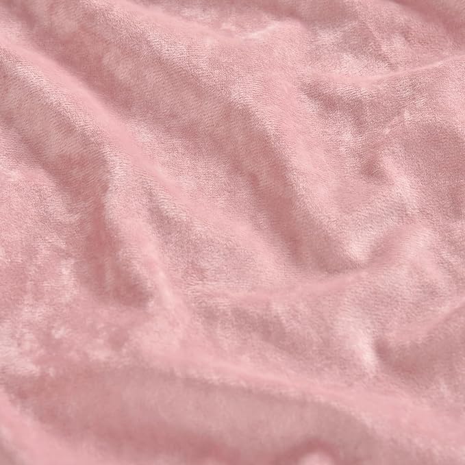 PHF Truly Velvet Fitted Sheet Only Queen Size, Luxury Super Soft Cozy Fuzzy Fleece Bottom Sheet, Deep Pocket Up to 16",Strenghth Elastic Band, Suitable for Fall Winter Spring, No Pillowcases, Pink