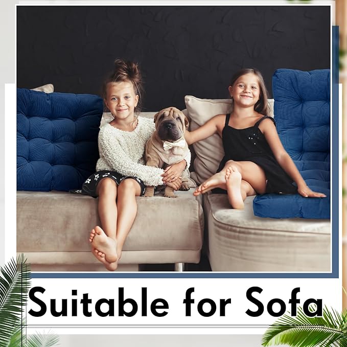 Jerify 4 Pcs Floor Pillow Cushions 22 x 22 Inch Round Square Large Meditation Floor Pillow for Classroom Adult Meditation Picnic Party Cushion for Seating Gift Christmas(Navy Blue,Square)