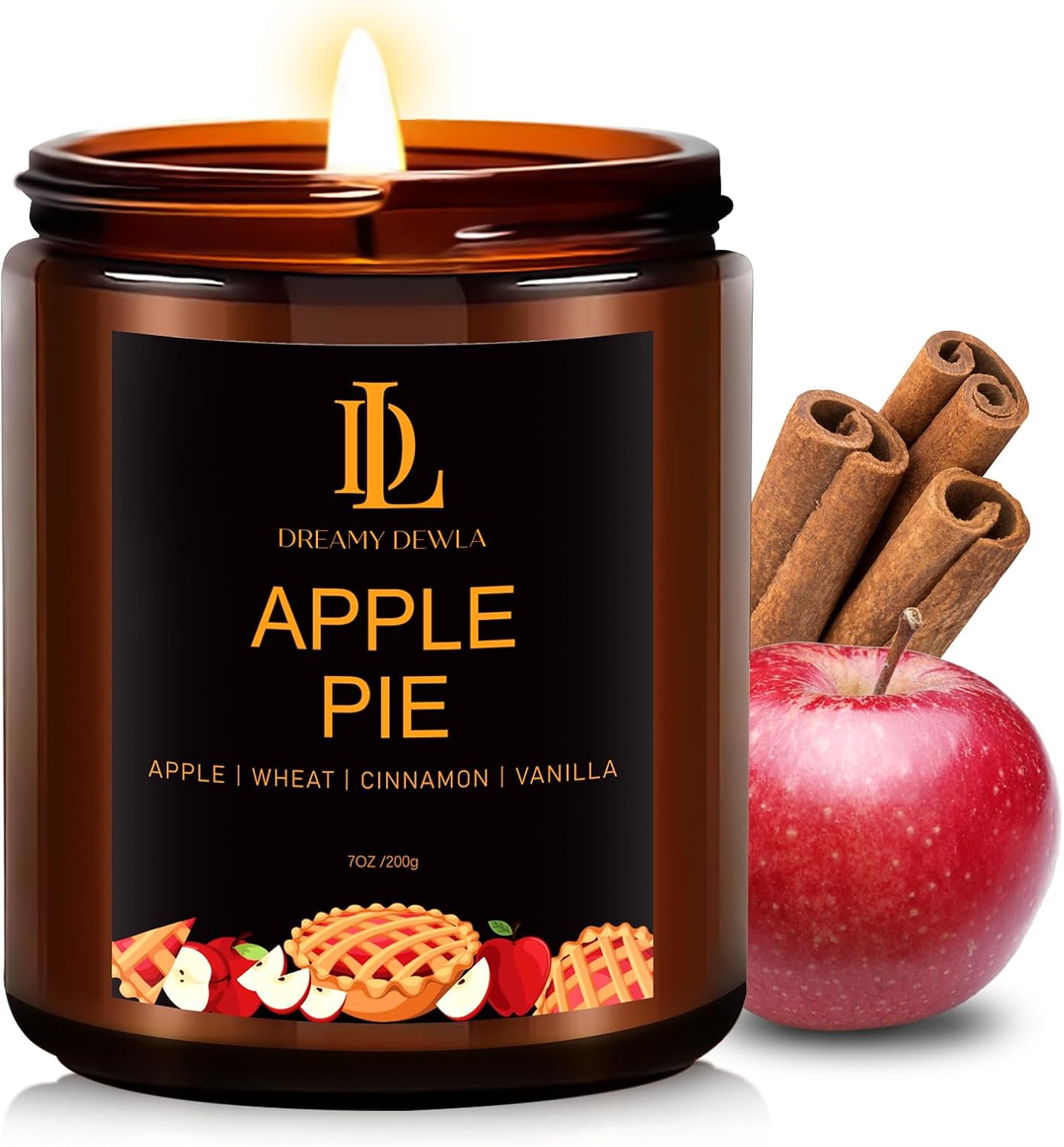 Fall Candle | Apple Pie Scented Candle - Autumn Home Decor, 7oz Autumn Soy Candles with 50hr Burn Time, Holiday Thanksgiving Fall Gifts for Women Men