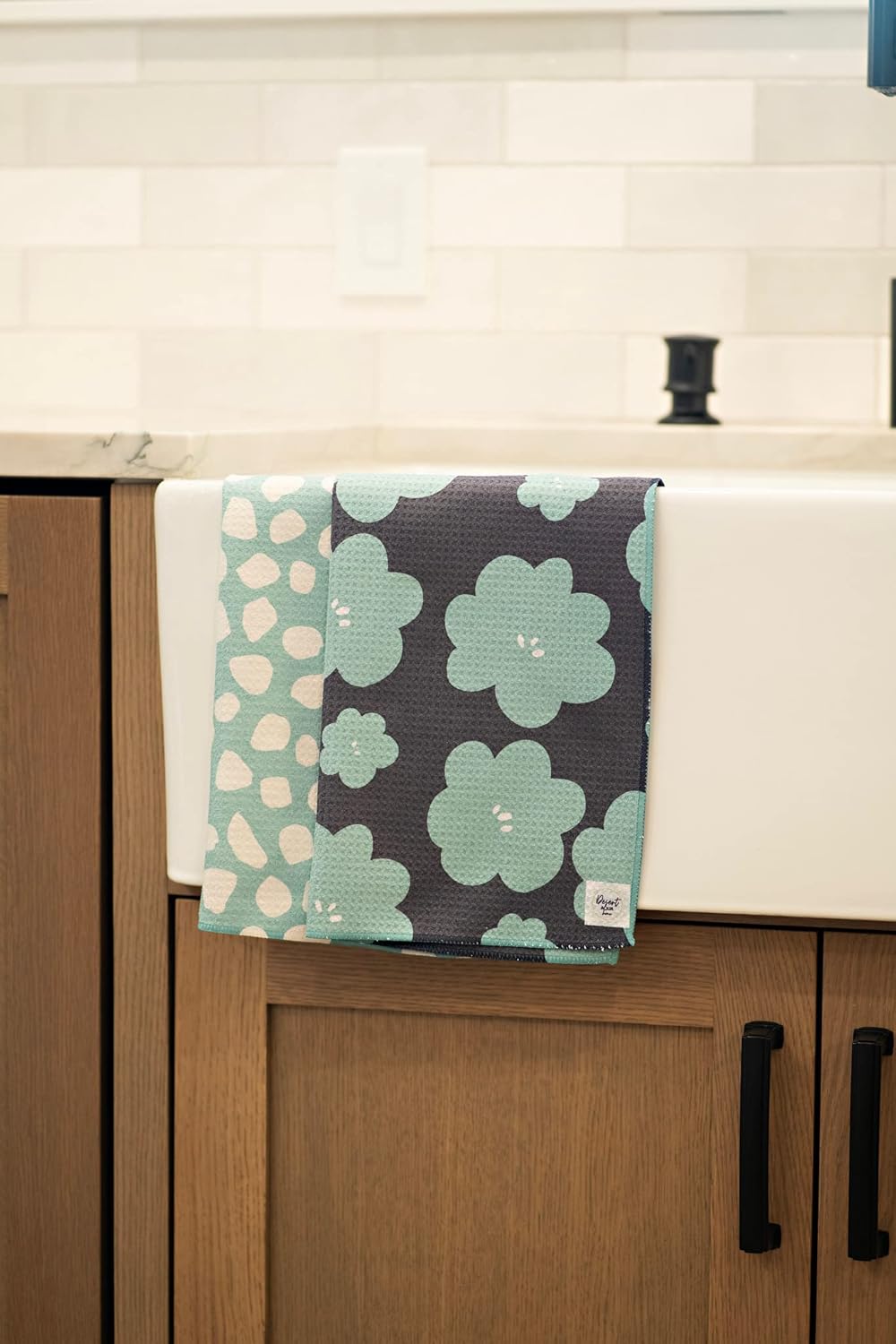 2 Pack Double Sided || Not Your Ordinary Kitchen Towels || Dish Towels || Quick Dry|| Waffle Weave Microfiber || Highly Absorbent || Hanging Hook (Turquoise)