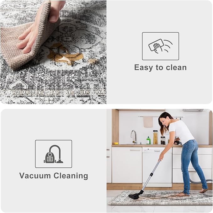 KIMODE Kitchen Mats Cushioned Anti Fatigue, Boho Vintage Kitchen Rugs, Grey 20"x39" Kitchen mats for Floor,Non Slip Kitchen Floor Mat, Comfort Padded Kitchen Floor Mats for Sink Laundry Office Desk