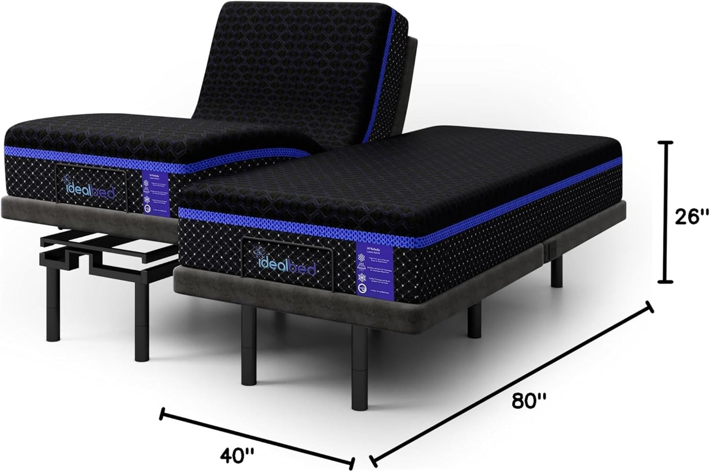 iDealBed S4 Nebula Luxury Hybrid Mattress + 5i Custom Adjustable Bed Sleep System, Comfort, Cooling & Support, Advanced Silent Operation, Wallhugger (Nebula Medium Firm, Split Queen)