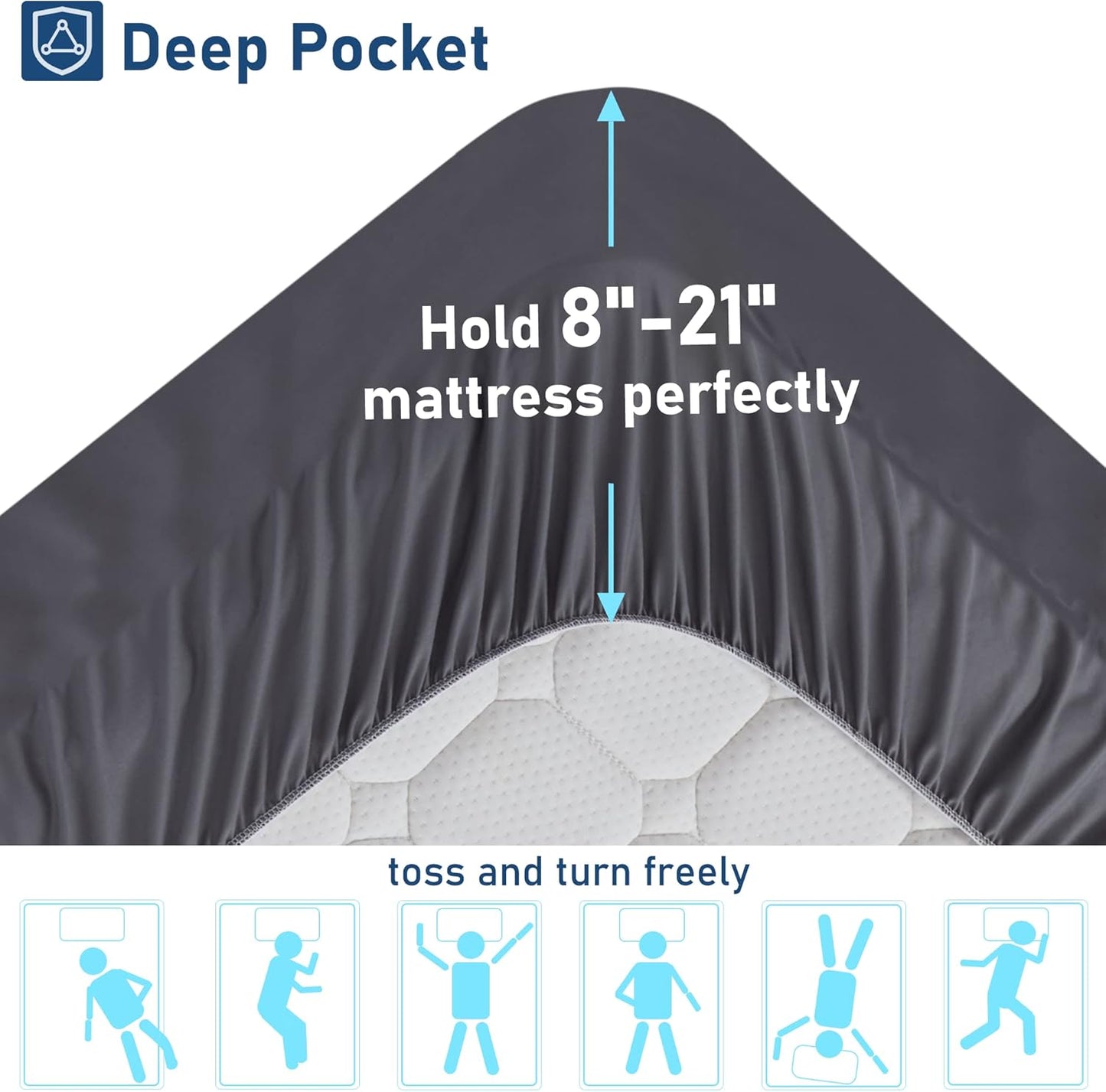King Mattress Topper Extra Thick Pillowtop Cooling Plush Mattress Pad Cover Protector with 8-21 Inch Deep Pocket 3D Snow Down Alternative Fill Grey