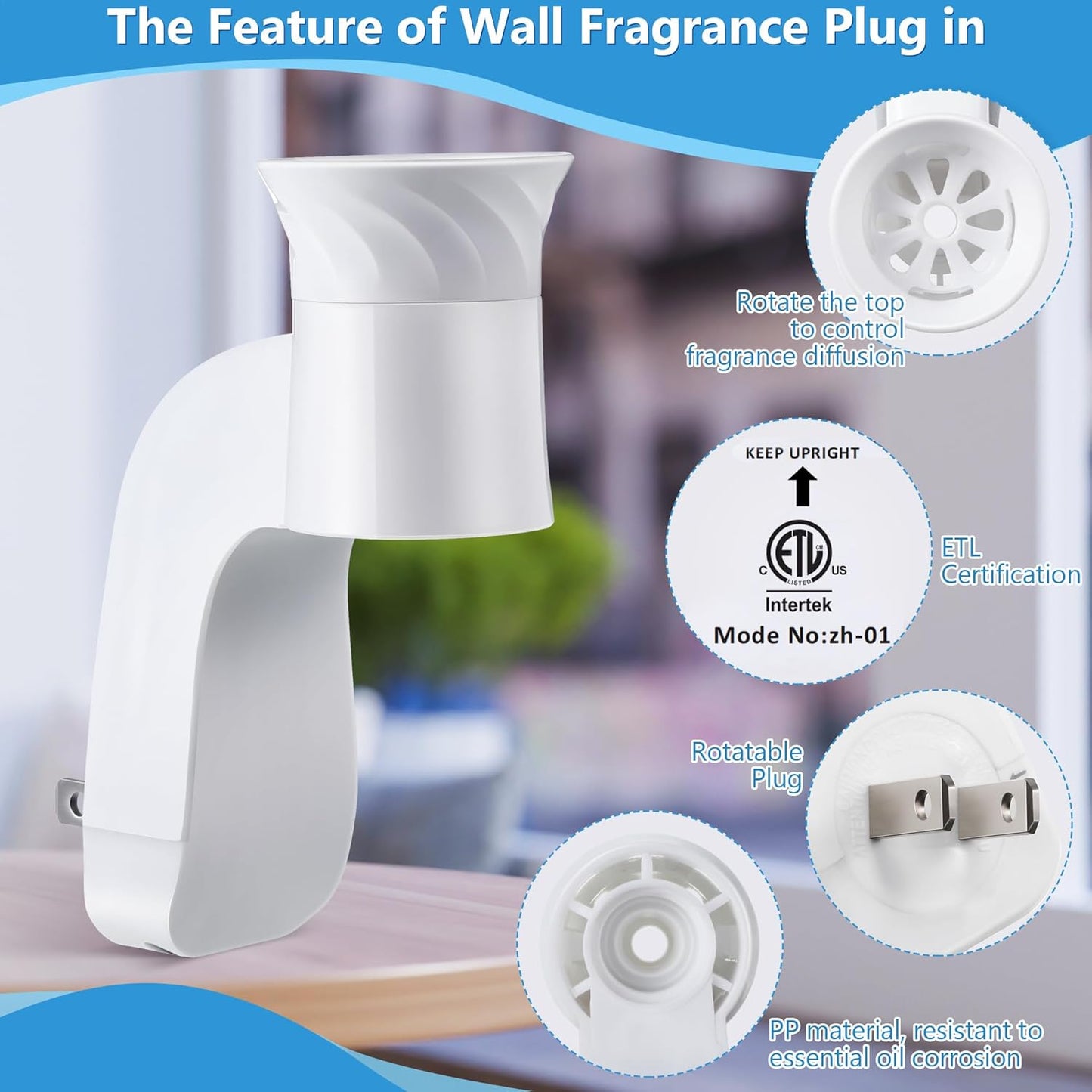6 Pack Wall Fragrance Plug in Compatible with Bath and Body Works WallFlower Fragrances, ETL Certified, Rotatable, Precise Scent Control Fragrance Diffuser Plug for Home, Office (White)