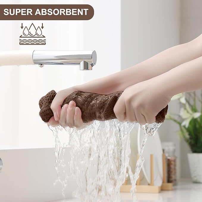 Homaxy 100% Cotton Kitchen Towels and Dishcloths Set, 12 x 12 Inches and 13 x 28 Inches, Set of 12 Bulk Kitchen Towels Set, Ultra Soft Absorbent Dish Cloths for Washing Dishes, Coffee