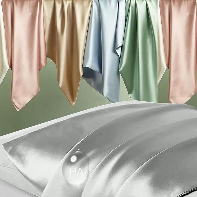 Mulberry Silk Pillow Cases King Size, Silk Pillowcase for Hair and Skin, Both Sides Natural Silk Satin Pillowcase for Sleeping Women with Zipper, Gifts for Women Men, Silver Grey