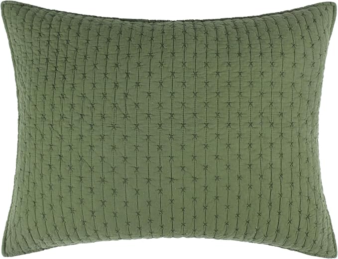Levtex Home Cross Stitch Reversible Twin XL/Twin Quilt Set (68x86in) with 1 Pillow Sham (26x20in) - Stitch Texture - Forest Green - Cotton Twin Size Quilt Bedding Set - Lightweight, Soft, Pre-Washed