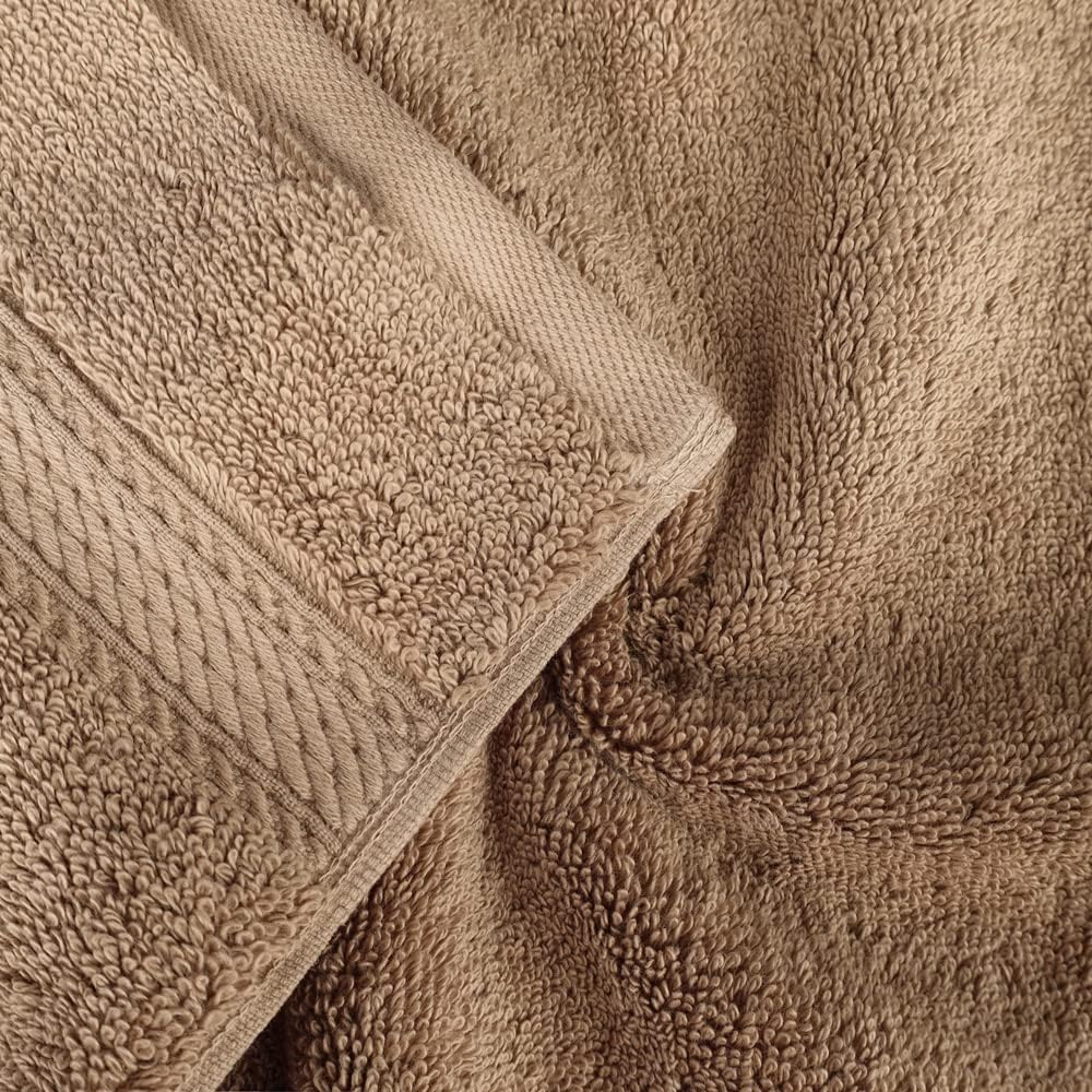 Superior Egyptian Cotton Pile Face Towel/Washcloth Set of 6, Ultra Soft Luxury Towels, Thick Plush Essentials, Absorbent Heavyweight, Guest Bath, Hotel, Spa, Home Bathroom, Shower Basics, Latte