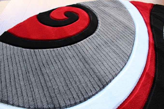 Masada Rugs, Sophia Collection Hand Carved Area Rug Modern Contemporary Red White Grey Black (8 Feet X 8 Feet) Round