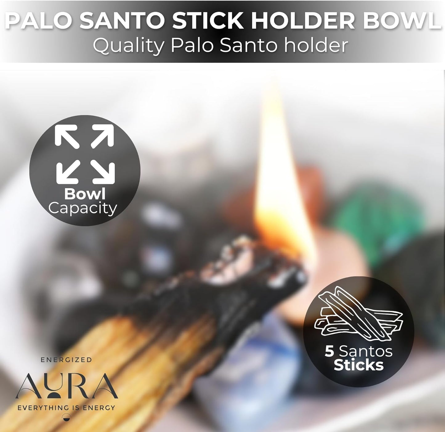 5 Palo Santo Sticks - Palo Santo Holder - Palo Santo Burner - PaloSanto Sticks with Holder - Palosanto Stick - Meditation Accessories