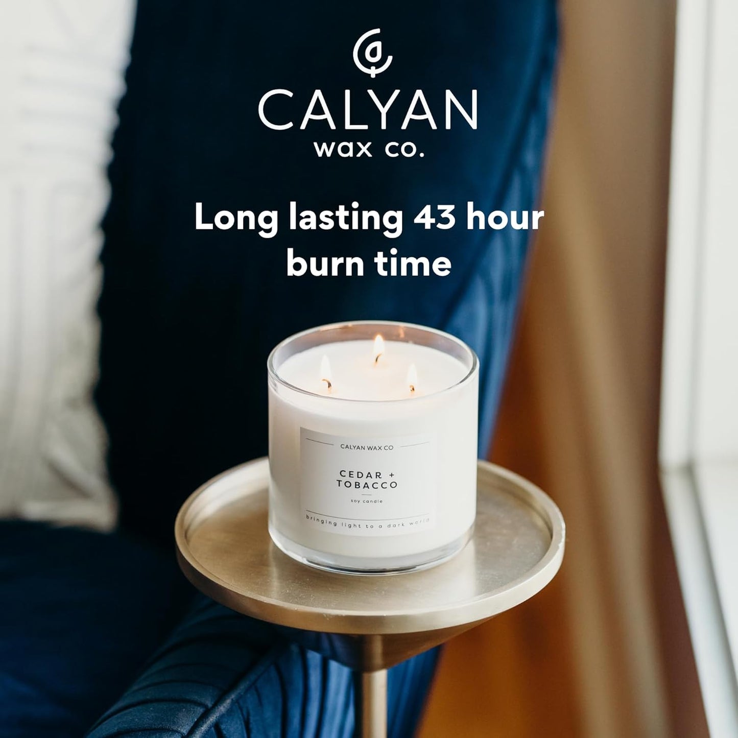 Calyan Wax Co. 3 Wick Candle, Seaside + Citrus Scented Candle, 43 Hour Burn Time, 3 Wick Soy Candles, Non Toxic & Vegan Soy Wax, Glass Jar Scented Candles, 14.9oz