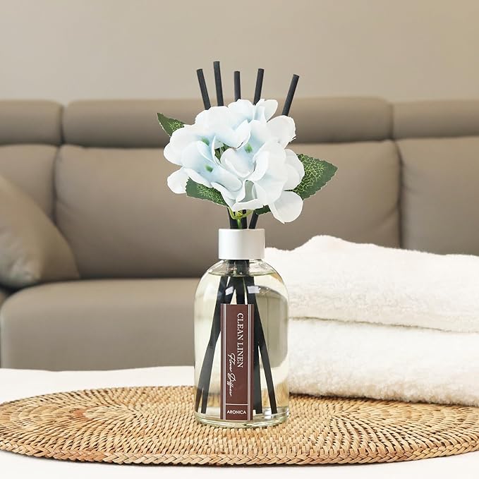 Aronica Clean Linen Reed Diffuser for Bathroom Decor, Room Fresheners for Home Long Lasting, Accesorio Para Hogar, House Registry Idea, Bathroom Smelling Good, Aesthetic Room Decor, Apartment House