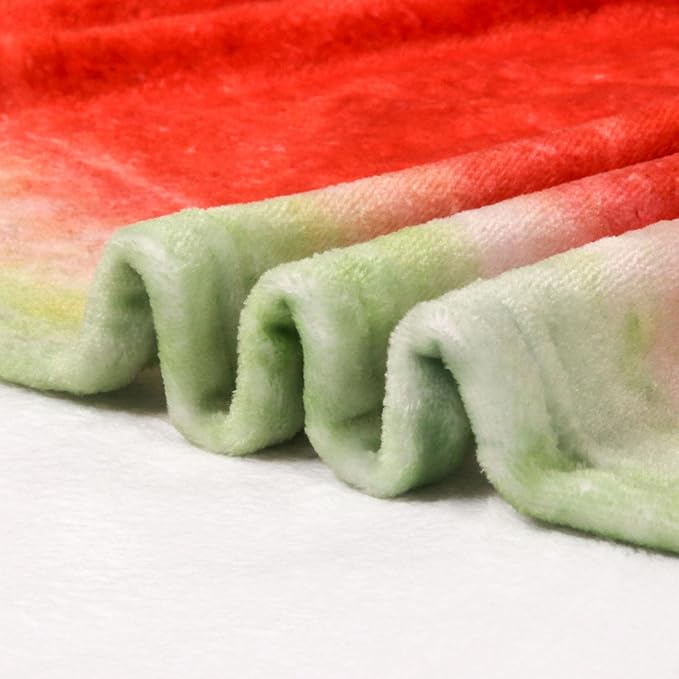 Vessia Watermelon Printed Throw Blanket, 60 inches Realistic Funny Round Food Blanket for Adults and Kids, 300GSM Novelty Fruits Throw for Couch, Sofa, Bed, Fun Home Decor for All Seasons