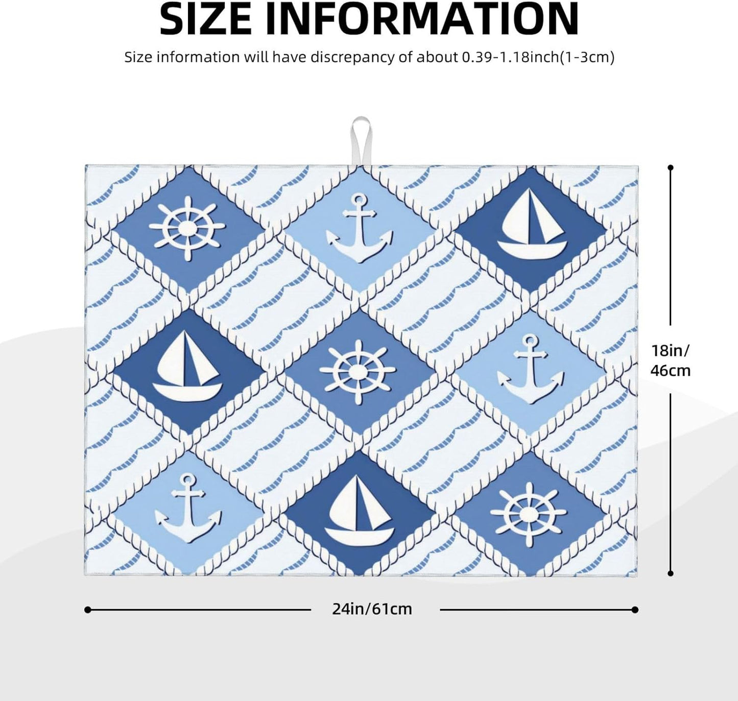 Vintage Nautical Sailboat Anchor Dish Drying Mat 18x24 For Kitchen Counter Absorbent Microfiber Dishes Pad Dish Drainer Rack Mats Fast Dry Kitchen Accessories