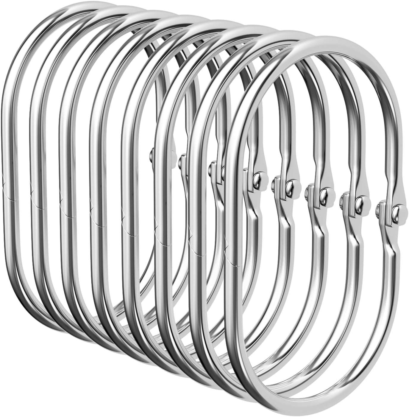 Chrome Shower Curtain Rings - 12 Pcs Anti-Drop, Rust Proof Metal Shower Hooks for Curtain Rod
