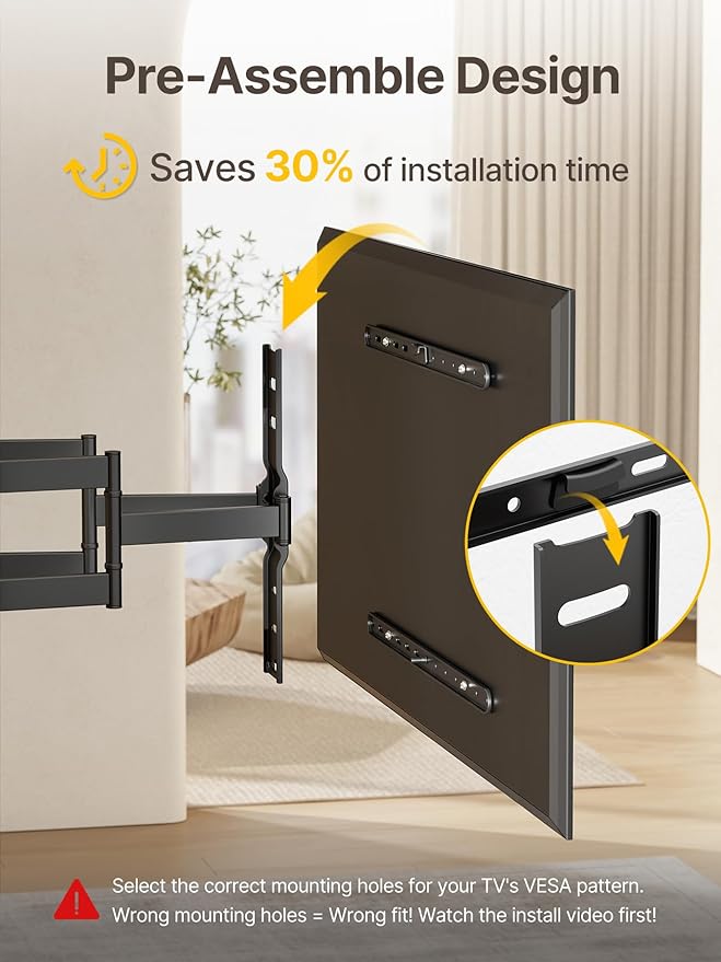 monTEK 1.1" Ultra Slim TV Wall Mount for 37-75 Inch TVs, 132lbs Heavy Duty, 4X Weight Tested, Full Motion Articulating Bracket, Max VESA 400x400mm, Fits 16/18" Studs