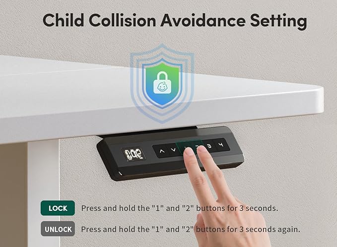 FEZIBO 48 x 24 Inch Height Adjustable Electric Standing Desk with Double Drawer, Computer Desk, Home Office Stand Up Table with 4 Height-Adjustable Feets & 2 Hooks, White