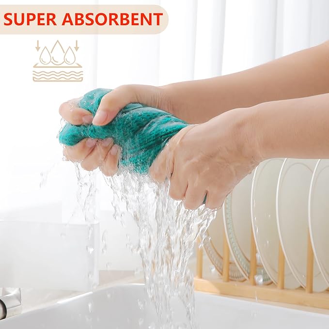 Homaxy 100% Cotton Waffle Weave Kitchen Dish Towels, Ultra Soft Absorbent Quick Drying Cleaning Towel, 13 x 28 Inches, 8-Pack, Teal