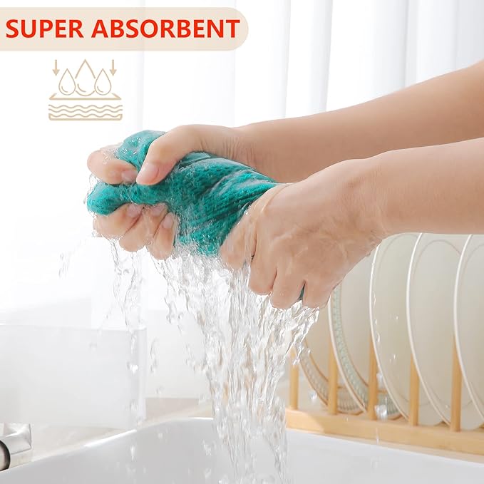 Homaxy 100% Cotton Waffle Weave Kitchen Dish Towels, Ultra Soft Absorbent Quick Drying Cleaning Towel, 13 x 28 Inches, 12-Pack, Teal