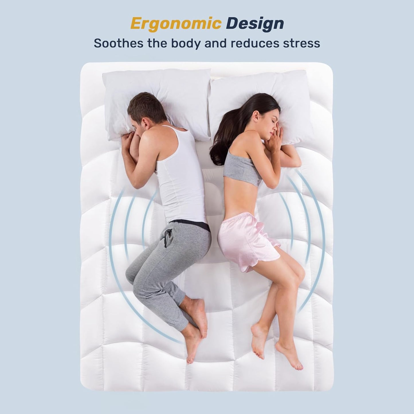 King Mattress Pad Waterproof - Ergonomic Quilted Fitted King Mattress Topper, 5-Layers Noiseless Washable Mattress Protector Cover with 8"-21" Deep Pocket (White, 76x80)