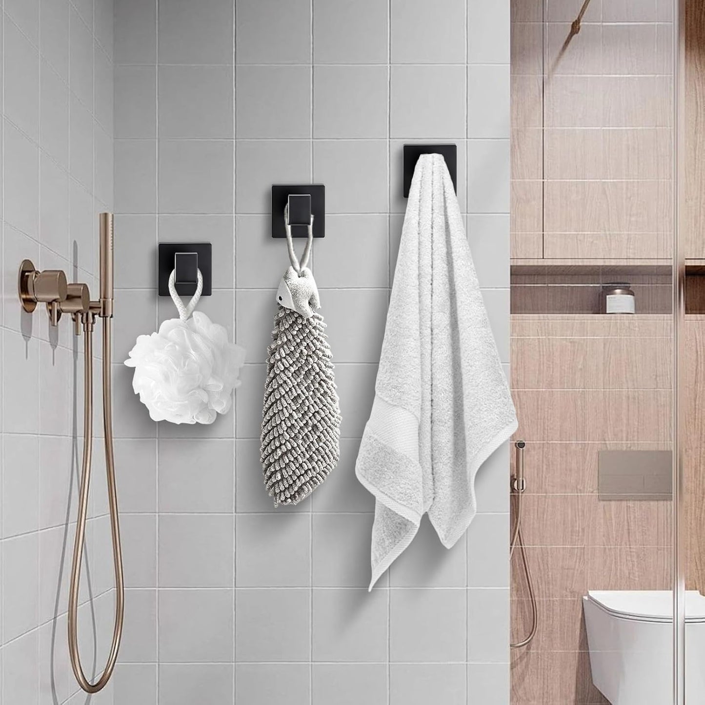 Towel Hooks for Bathrooms, Heavy Duty Wall Mounted Stainless Steel Modern Hook, 4 Pack – Ideal for Hanging Towels, Robes, Coats, in Kitchen, Bedroom, Bathroom, or Hotel (2, Matte Black)