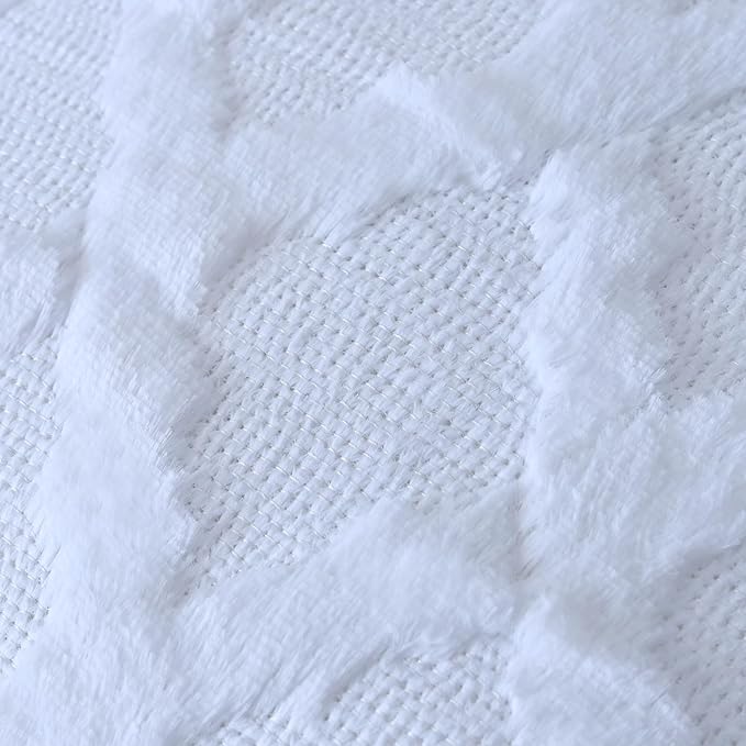 Set of 2 Soft Moroccan Throw Pillow Covers 18x18 Inch Plush Boho Decorative Pillow Cover Accent Cushion Case for Couch Sofa Bed, Pure White