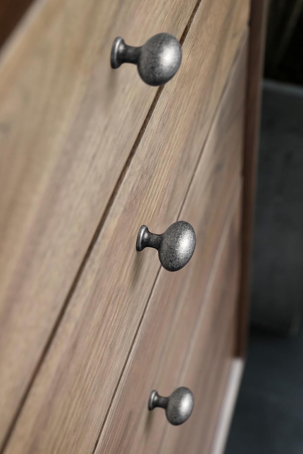 Goo-Ki 1.2 Inch(36MM) Oval Weathered Nickel Drawer Knobs, Retro Pewter Zinc Alloy for Cabinet Knobs for Dresser,6 Packed