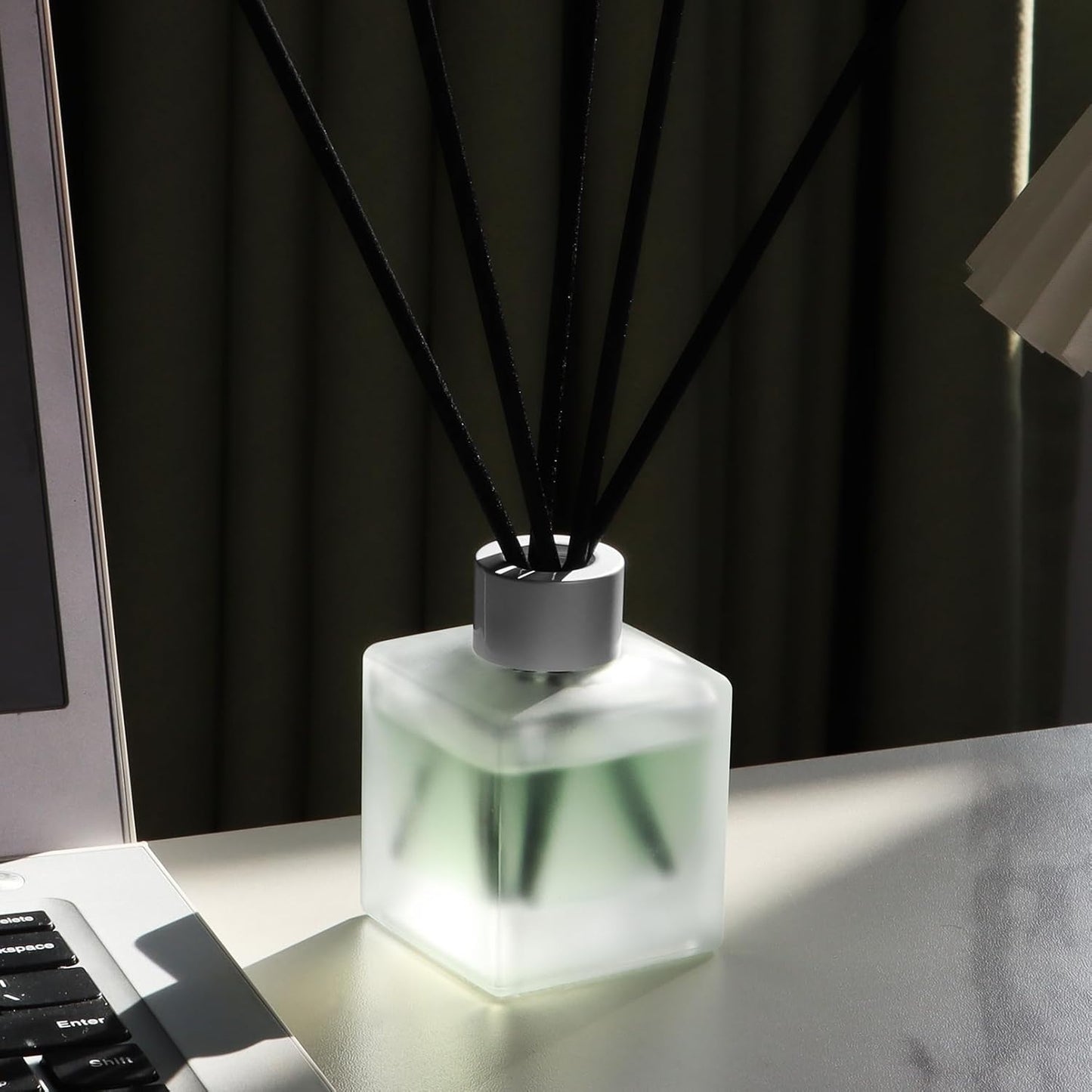 Reed Diffuser, Sea Salt & Lemon Scented Oils, Air Freshener Essential Oil Set with Diffuser Sticks, 3.4 oz Long Lasting Home Fragrance for Bedroom Office Shelf Bathroom Decor (2-Pack)