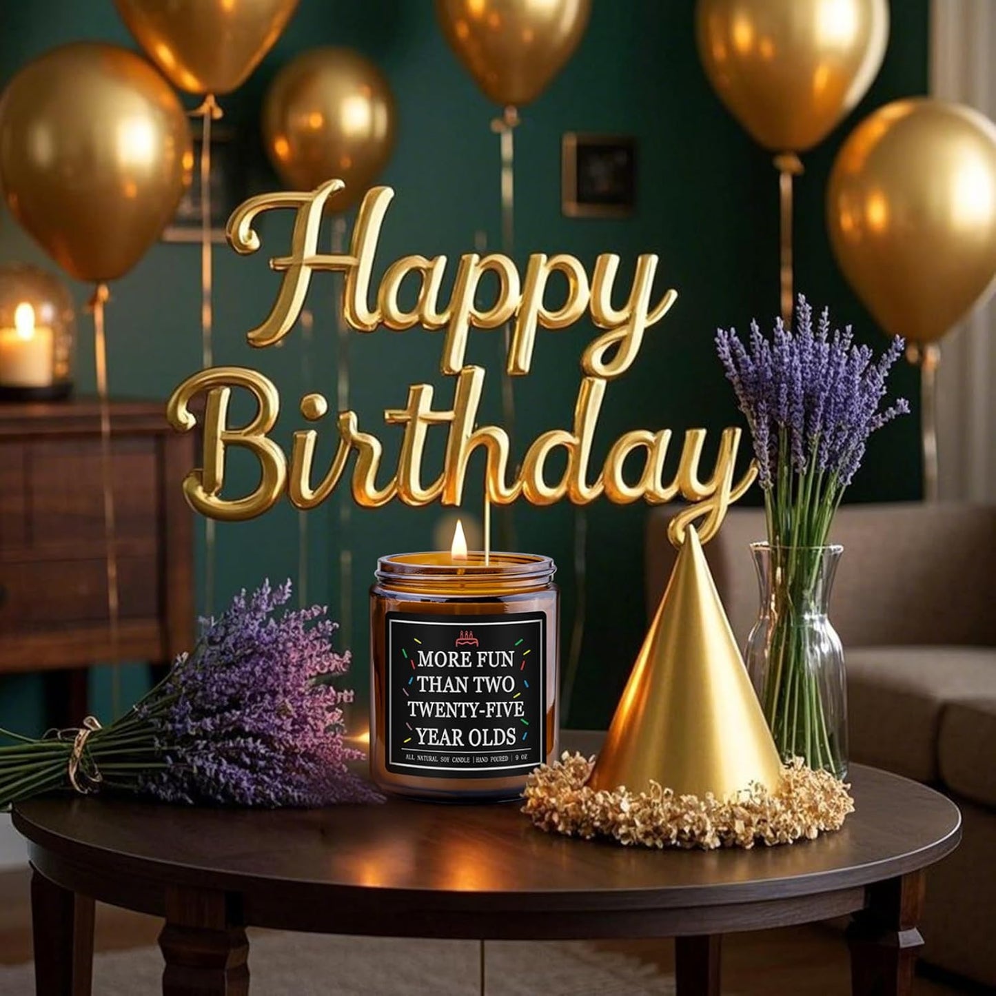 Homsolver 50th Birthday Gifts for Him Her, 9OZ Lavender Scent 1975 50th Birthday Candles for Women Men, Mom, Dad, Friend, Happy Birthday Decorations Candle with More 50 Hours Burn Time, Handmade