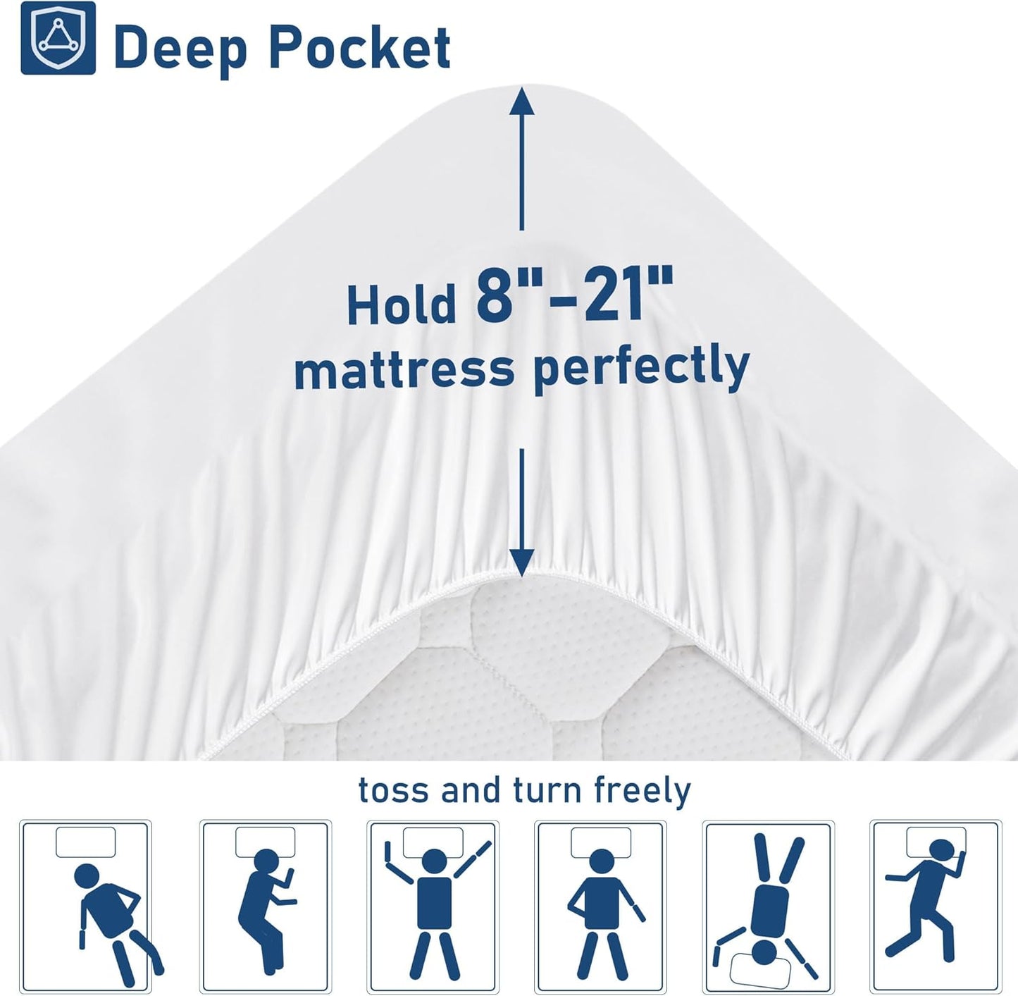 King Mattress Topper Extra Thick Pillowtop Cooling Mattress Topper Plush Mattress Pad Cover Protector with 8-21 Inch Deep Pocket 3D Snow Down Alternative Fill White