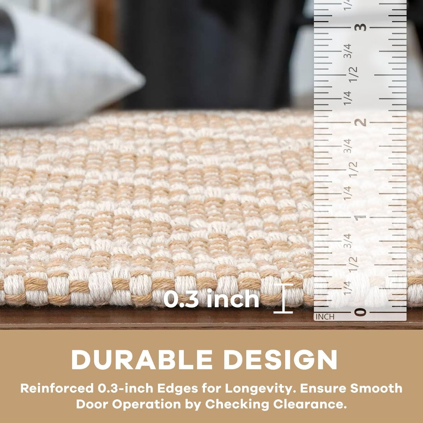 KOZYFLY Small Area Rug 2x3 Ft Washable Entryway Rug Non Slip Rubber Backed Throw Rugs Indoor Door Mat, Braided Cotton Floor Carpet for Front Entrance Front Door Sink Foyer, Tan/Beige