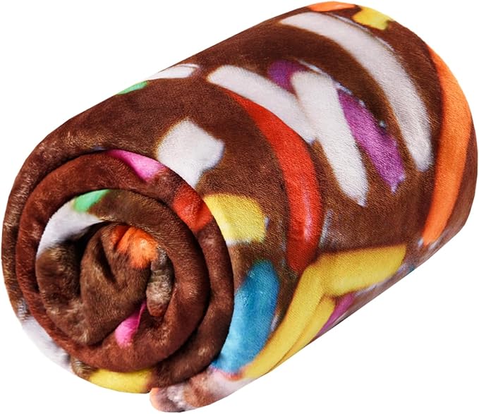 Vessia Brown Donuts Printed Throw Blanket, Realistic Funny Food Blanket for Adults and Kids, 300GSM Soft Giant Donuts Throw for Couch, Sofa, Bed, Fun Decor for All Seasons (60 inches)