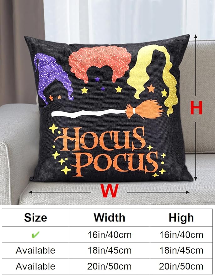 Halloween Decorations Set Of 4 Double-Sided Print Pillow Covers 16" x 16", with 8 Cute Halloween Decor Patterns, Elegant Invisible Zipper, Soft Linen Throw Pillow Covers for Outdoor & Indoor Use