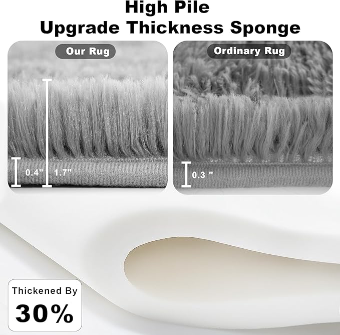 5x7 Light Grey Fluffy Area Rugs for Bedroom, Soft Indoor Plush Rug for Living Room, Large Furry Fuzzy Shag Floor Carpet for Kids Nursery Boys Room Dorm Classroom Home Office Decor Mat