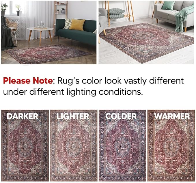 Keen Home Design 2x10 Rug - Machine Washable Runner Rug with Non-Slip Backing, Ideal for Hallway, Entryway, Kitchen, Laundry Room - Vintage, Easy Clean, Durable, Low Pile - (2'6" x 10')