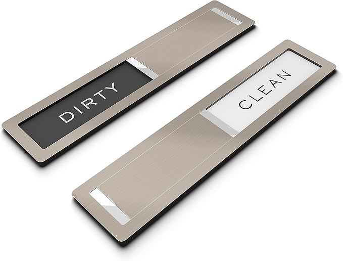 Clean dirty magnet for dishwasher, Kubik Letters Premium Stainless Steel Grade 304, Kitchen Organizers and Storage Decor Accessories, Extra Adhesive Tapes Included.