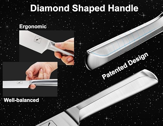 imarku 15 PCS Kitchen Knife Set with Diamond Shaped Handle Dishwasher Safe Kitchen Knives Premium German High Carbon Stainless Steel Chef Knife Set, Father's Day Gifts